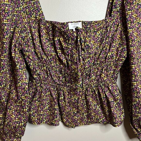 J. Crew Black Floral Peplum top, Liberty Fabric NWT Size M - Picture 2 of 7